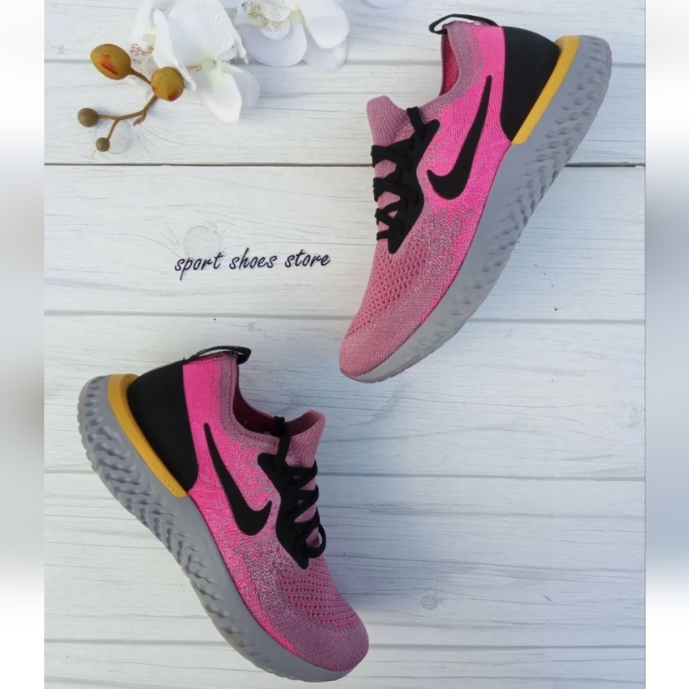 6 WOMEN'S NIKE EPIC REACT FLYKNIT PINK BLACK GREY AQ0070-500 RUNNING SNEAKERS